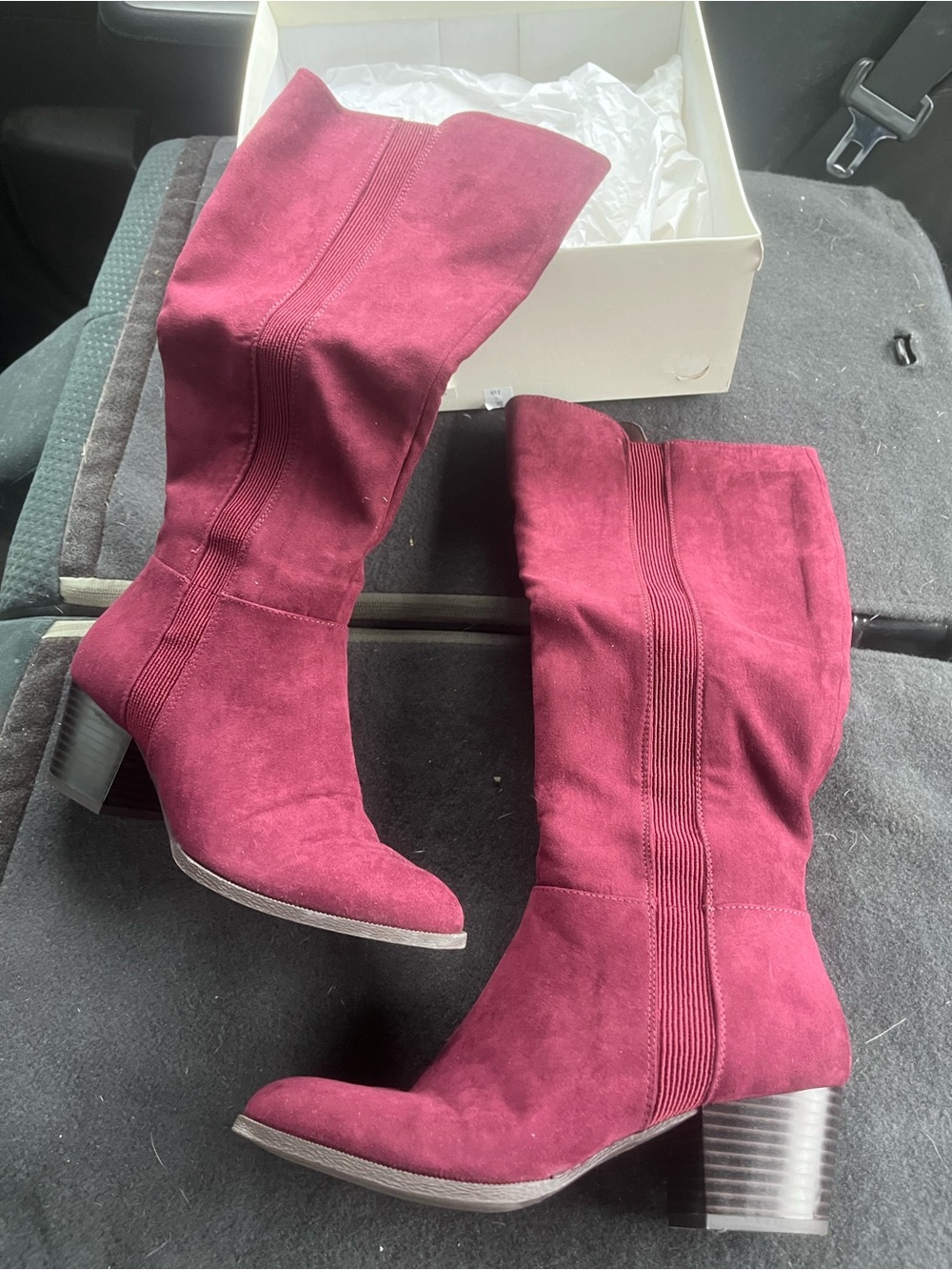 Style & Co. Burgundy Suede Knee-High Block Heel Boots